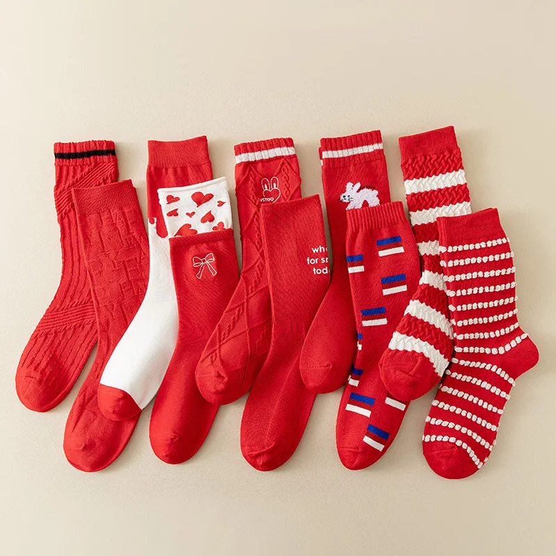 Rabbit Year Woman Sock Kawaii Red Luck for Women Socks Fashion Print Casual Sox Cotton Trendy Autumn Winter Japanese Stockings
Rabbit Year Woman Sock Kawaii Red Luck for Women Socks Fashion Print Casual Sox Cotton Trendy Autumn Winter Japanese Stockings