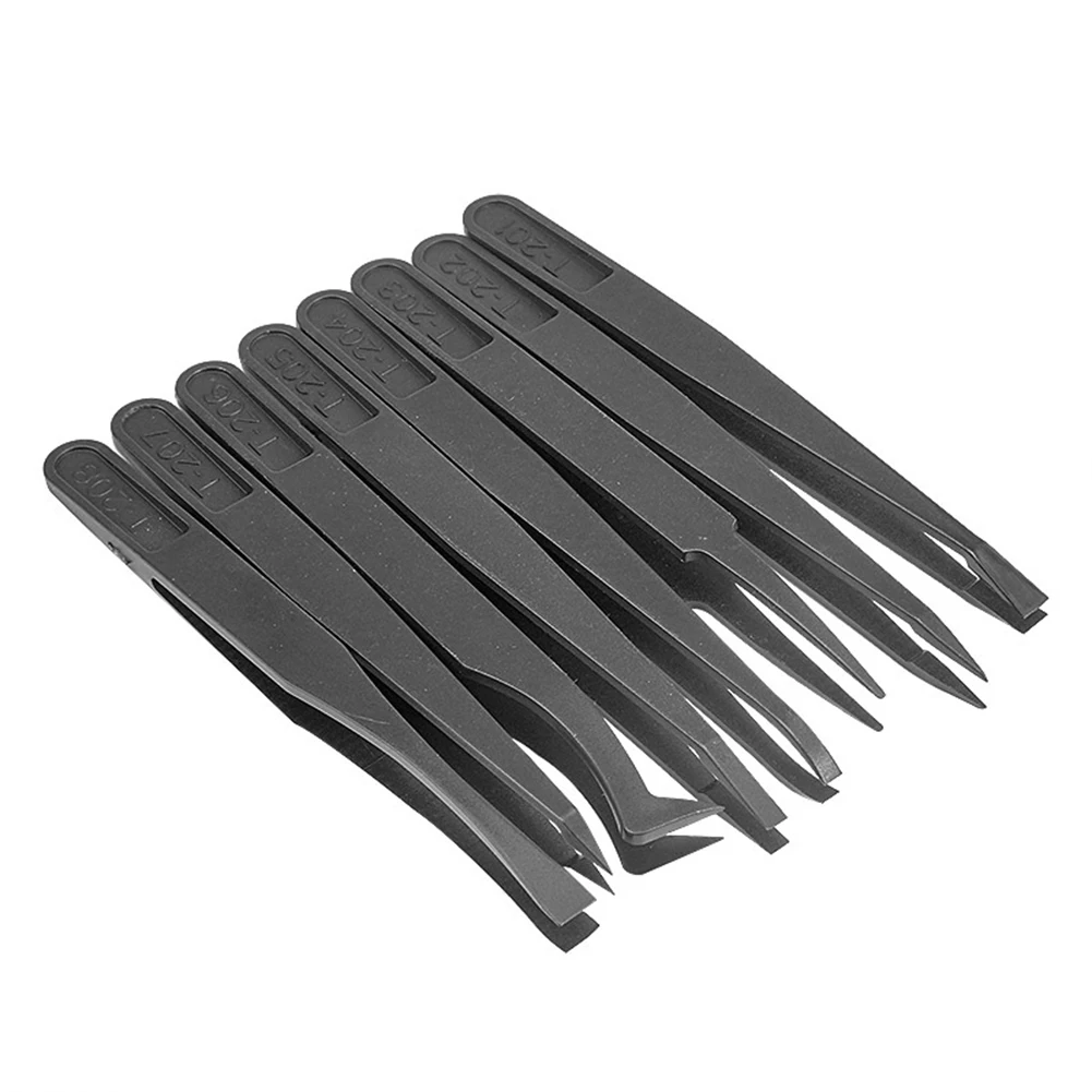8pcs Electronic Tweezer Plastic Rigid Carbon Fiber Synthetic Anti-static Industrial Tweezer For BGA PCB Repair Maintenance Tool
8pcs Electronic Tweezer Plastic Rigid Carbon Fiber Synthetic Anti-static Industrial Tweezer For BGA PCB Repair Maintenance Tool