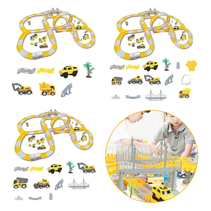 DIY Building Track Toys Set Flexible Construction Race Track Game Safe Construction Car Toy Portable for Children Birthday Gift 
DIY Building Track Toys Set Flexible Construction Race Track Game Safe Construction Car Toy Portable for Children Birthday Gift