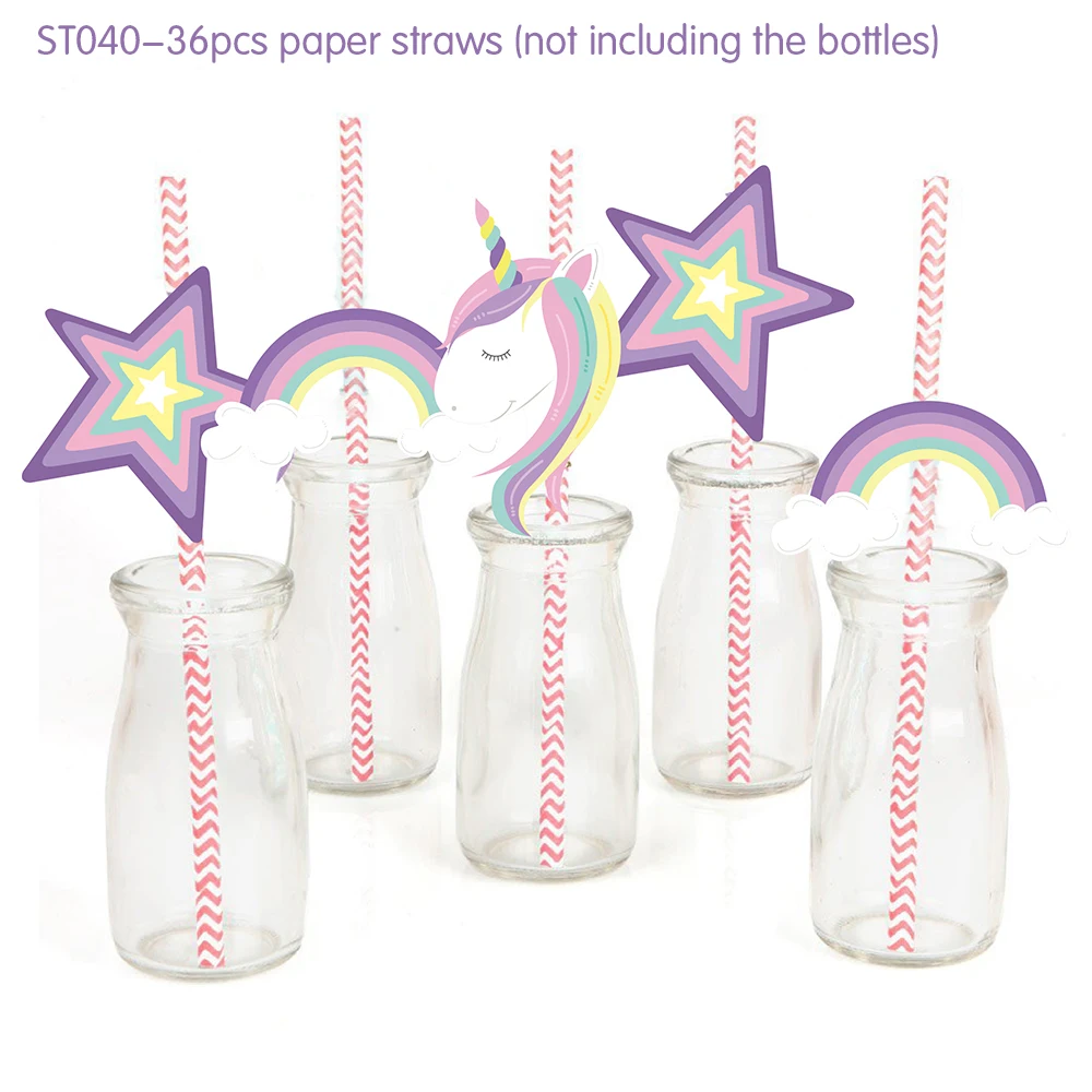 ST040 36pcs Sweet Rainbow Cartoon Unicorn Birthday Party Disposable Tableware Sets Paper Straws Baby Shower Party Decorations
ST040 36pcs Sweet Rainbow Cartoon Unicorn Birthday Party Disposable Tableware Sets Paper Straws Baby Shower Party Decorations