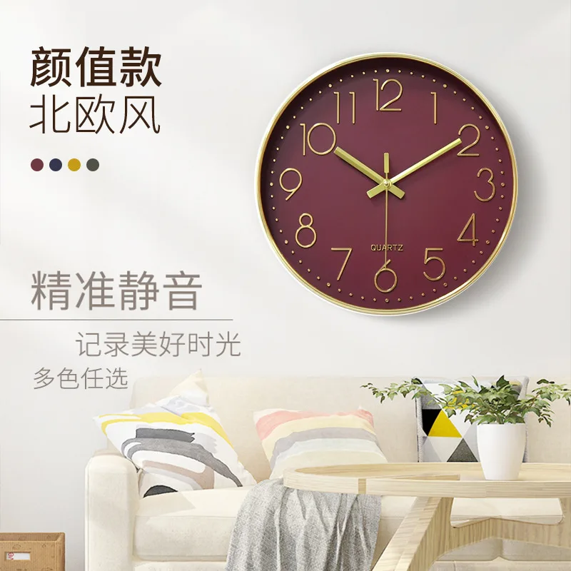 

12 Inch Large Nordic Hanging Wall Clock 3D Word Minimalism All-Match With Frame Timepiece For Living Room Kitchen Home Decor Art