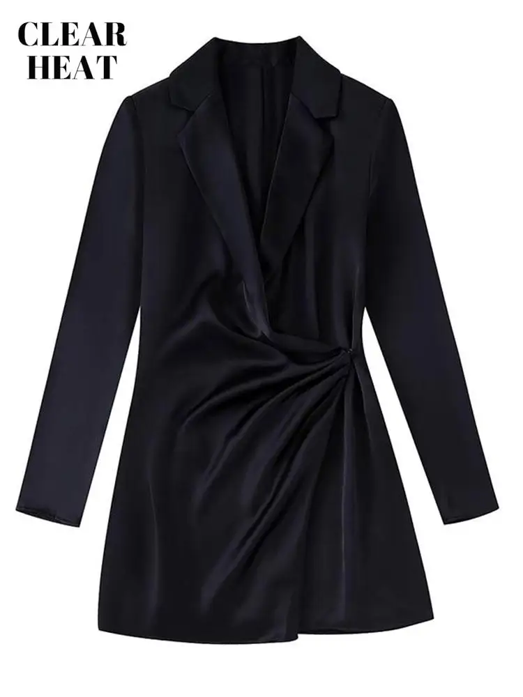 Women Black Pleased Satin Wrap Mini Dress Female Blazzer Neck Long Sleeve Dresses 2022 Vintage Lady Streetwear Dresses Vestidos
Women Black Pleased Satin Wrap Mini Dress Female Blazzer Neck Long Sleeve Dresses 2022 Vintage Lady Streetwear Dresses Vestidos
