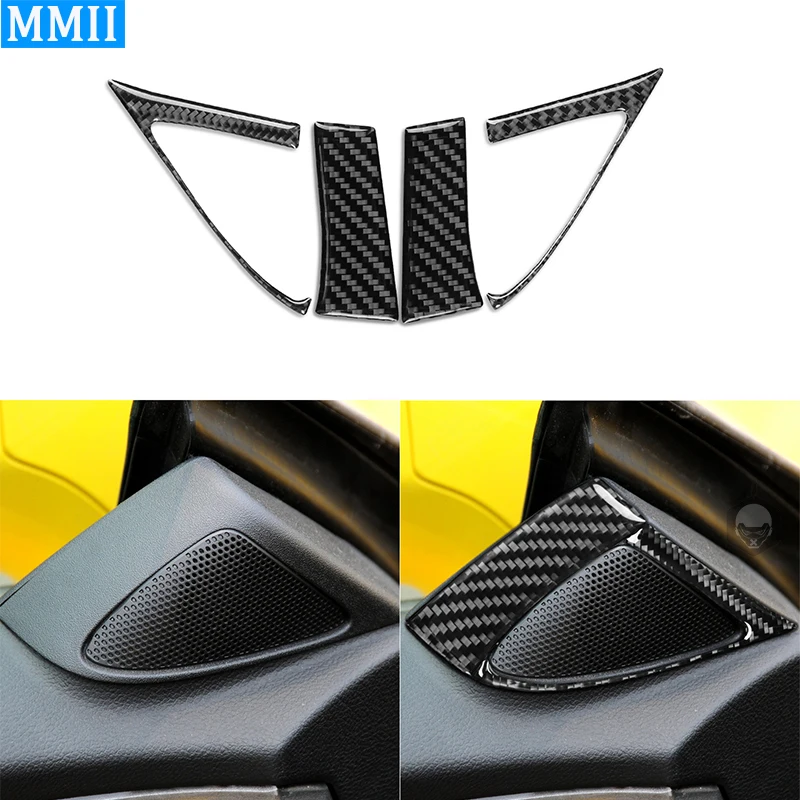 

For Chevrolet Camaro 2010-2015 Real Carbon Fiber Front Door Horn Speaker Frame Cover Trim Car Interior Decoration Sticker