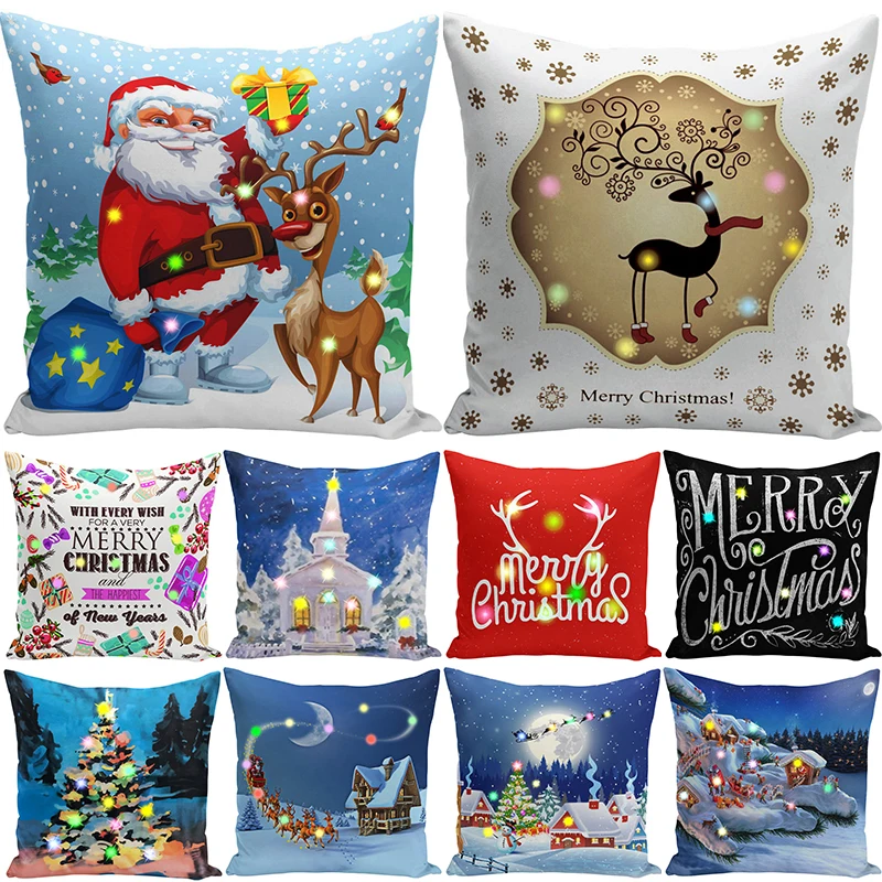 LED Christmas Cushion Cover Merry Christmas Decorations 45x45cm Santa Claus Elk Car Cushion Cover Pillowcase New Year Gifts
LED Christmas Cushion Cover Merry Christmas Decorations 45x45cm Santa Claus Elk Car Cushion Cover Pillowcase New Year Gifts