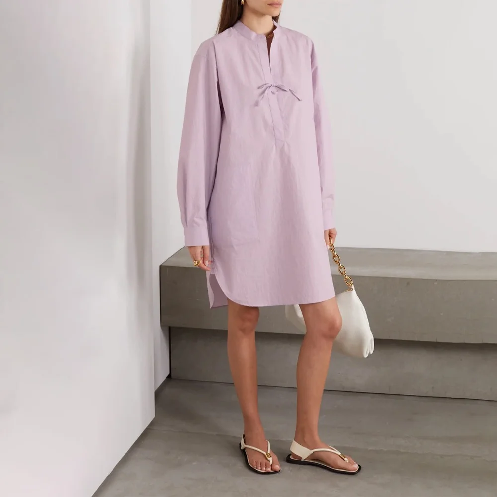 Tote1e23 early autumn new long-sleeved shirt female simple lilac purple cotton loose thin long shirt skirt
Tote1e23 early autumn new long-sleeved shirt female simple lilac purple cotton loose thin long shirt skirt
