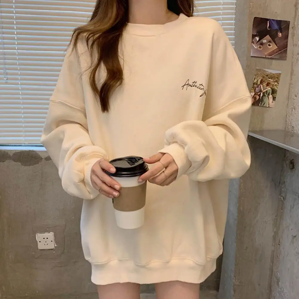 Simple Sweatshirt Jumper Soft Women Sweatshirt Shrinkable Cuffs Winter Embroidery Letter Pattern Loose Pullover Top Coldproof
Simple Sweatshirt Jumper Soft Women Sweatshirt Shrinkable Cuffs Winter Embroidery Letter Pattern Loose Pullover Top Coldproof
