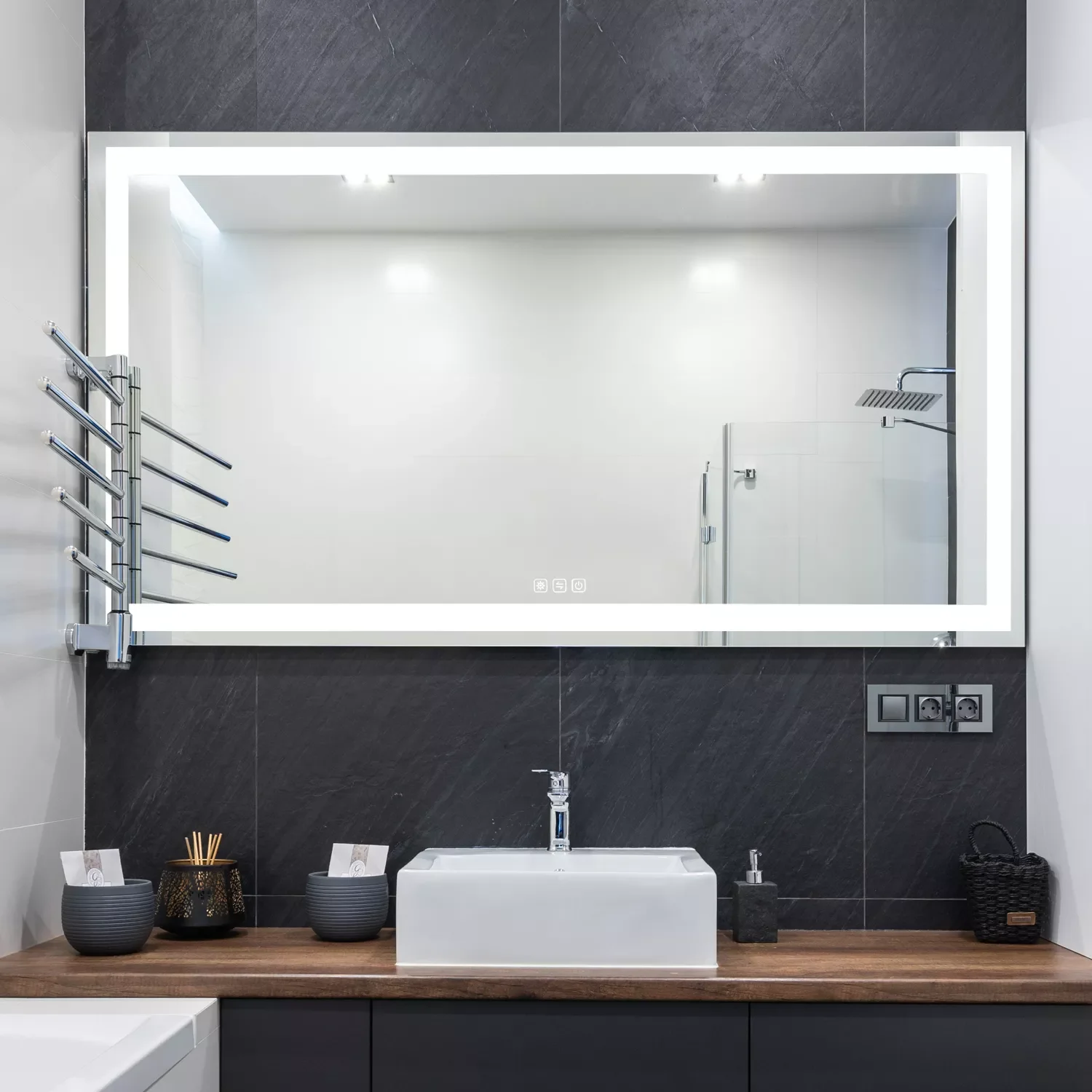 NEW2023 36 x 48 Inch LED Bathroom Mirror, Wall Mounted Lighted Vanity Mirror, Anti-Fog Dimmable Makeup Mirror with Touch Sensor,
NEW2023 36 x 48 Inch LED Bathroom Mirror, Wall Mounted Lighted Vanity Mirror, Anti-Fog Dimmable Makeup Mirror with Touch Sensor,