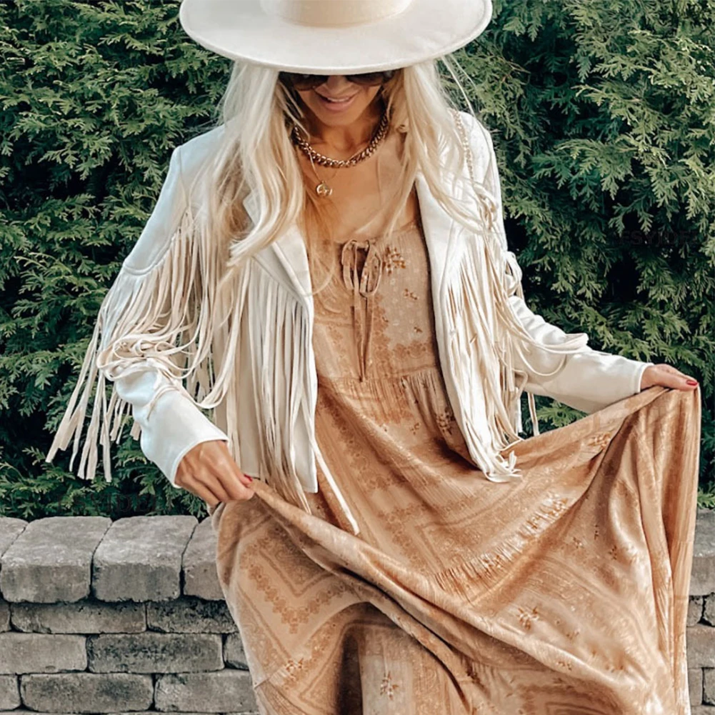 Women Elegant Lapel Fringed Hem Deerskin Velvet Tassel Cardigan Crop Jacket Faux Suede Leather Coat Blazer Solid Ladies Jacket
Women Elegant Lapel Fringed Hem Deerskin Velvet Tassel Cardigan Crop Jacket Faux Suede Leather Coat Blazer Solid Ladies Jacket