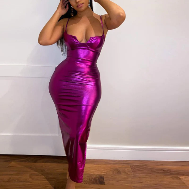 AIIOU 2022 Party Maxi Dresses for Women Purple Nightclub Sundress Elegant Sheath Shiny Cleavage Sleeveless Backless Vestidos 
AIIOU 2022 Party Maxi Dresses for Women Purple Nightclub Sundress Elegant Sheath Shiny Cleavage Sleeveless Backless Vestidos