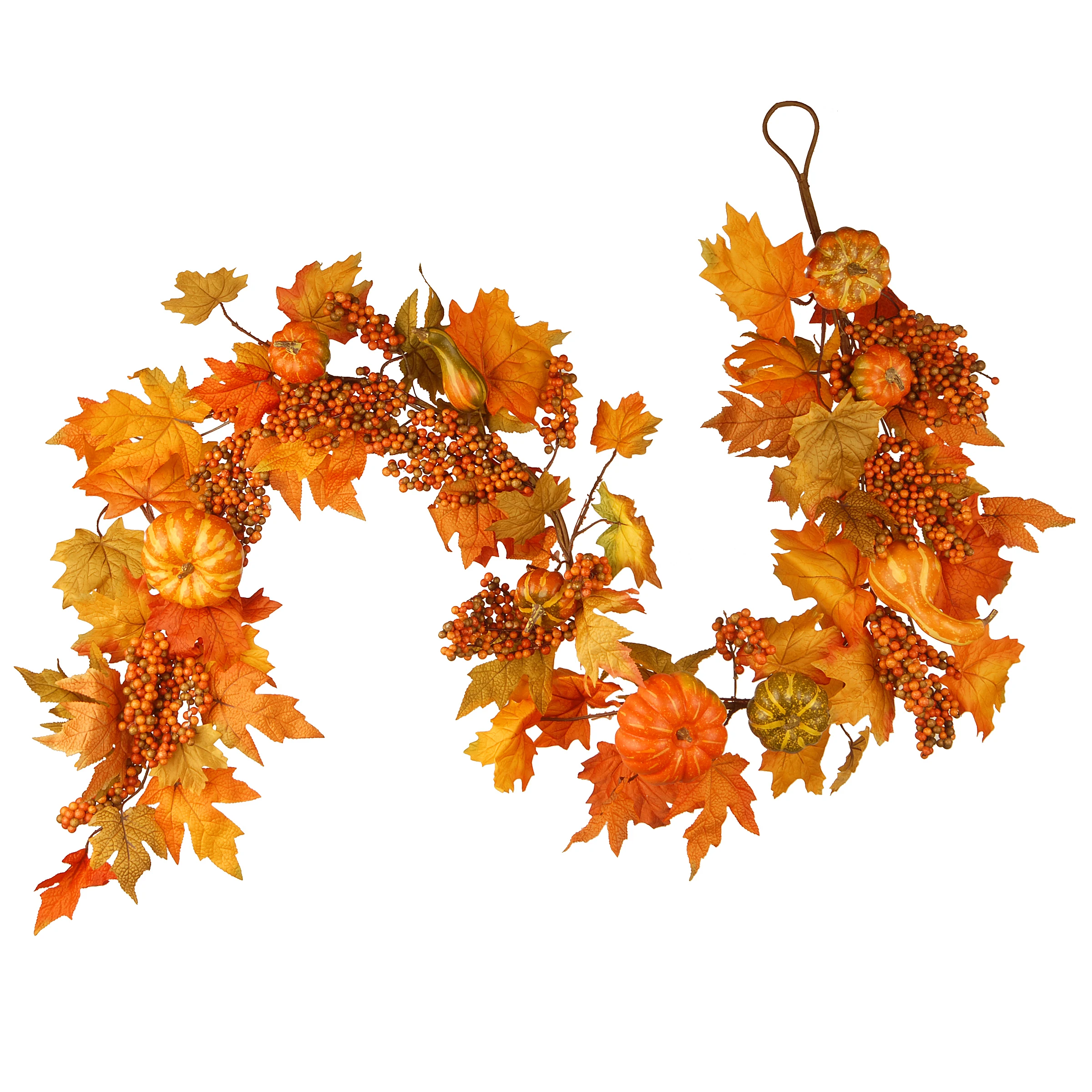 Artificial Autumn Garland, Orange, Made with Pumpkins, Gourds, Maple Leaves, Berry Clusters, Autumn Collection, 5.8 ft
Artificial Autumn Garland, Orange, Made with Pumpkins, Gourds, Maple Leaves, Berry Clusters, Autumn Collection, 5.8 ft