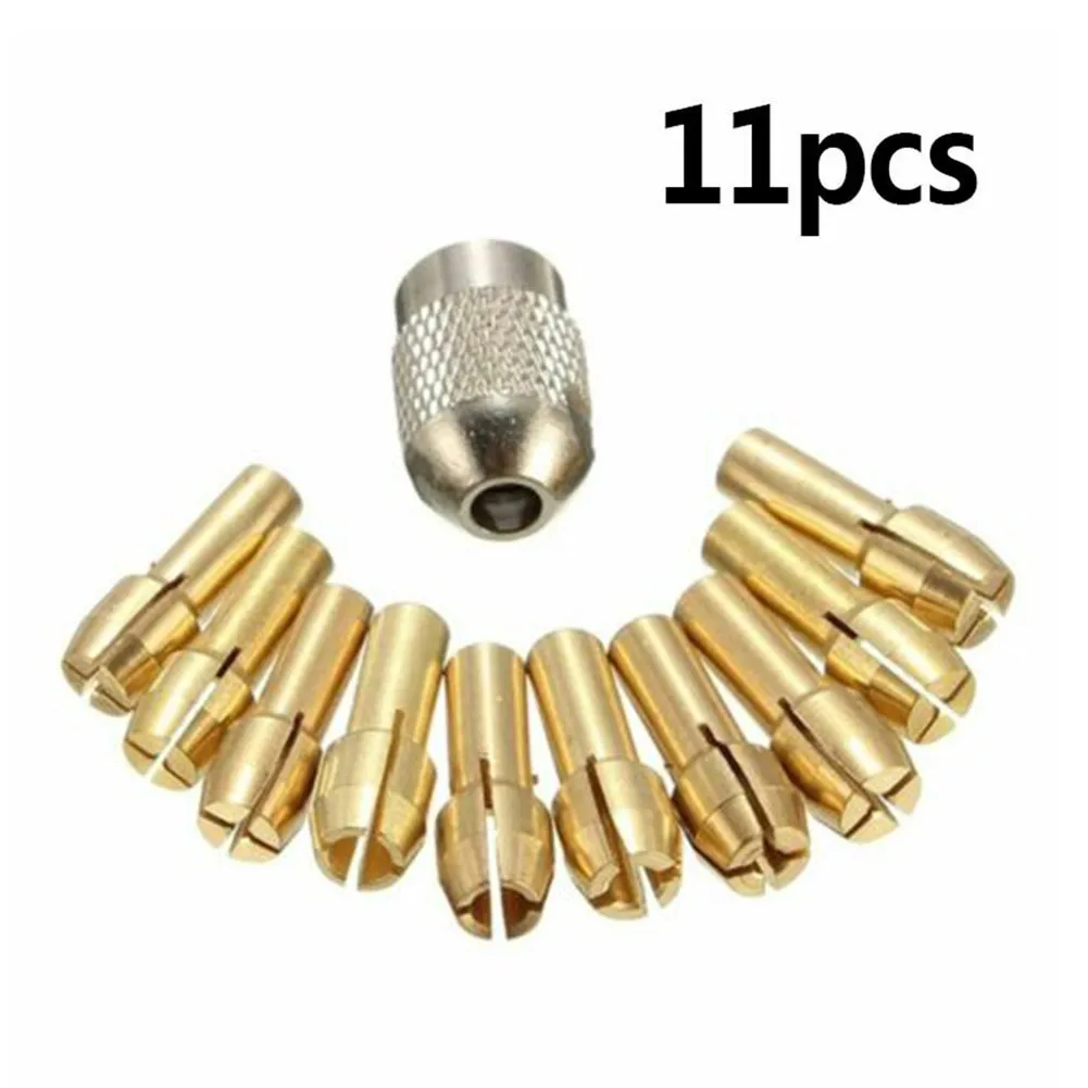 10 PCS Mini Drill Chucks & 1PC Nut Adapter 0.5-3.2mm Dremel Chucks Chuck Adapter Micro Brass Collet Brass For Power Rotary Tools
10 PCS Mini Drill Chucks & 1PC Nut Adapter 0.5-3.2mm Dremel Chucks Chuck Adapter Micro Brass Collet Brass For Power Rotary Tools