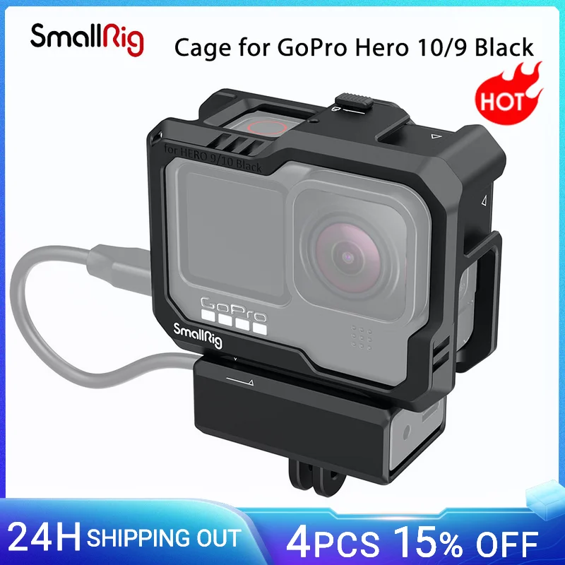Клетка SmallRig для экшн-камеры GoPro HERO9 черная с двумя креплениями холодного башмака