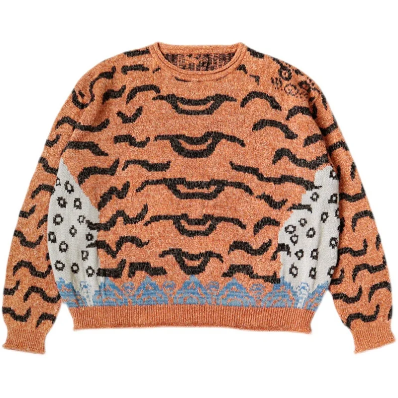 KAPITAL 23AW Japanese Style Keep Warm Men and Women Tiger Stripe Splice Crew Neck Loose Long-sleeved Sweater
KAPITAL 23AW Japanese Style Keep Warm Men and Women Tiger Stripe Splice Crew Neck Loose Long-sleeved Sweater