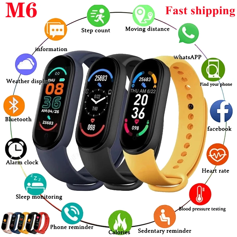 M6 Smart Bracelet Watches Heart Rate Fitness Tracking Sports Multi-functional Bracelet for Apple Xiaomi Android Men Women Watch 
M6 Smart Bracelet Watches Heart Rate Fitness Tracking Sports Multi-functional Bracelet for Apple Xiaomi Android Men Women Watch