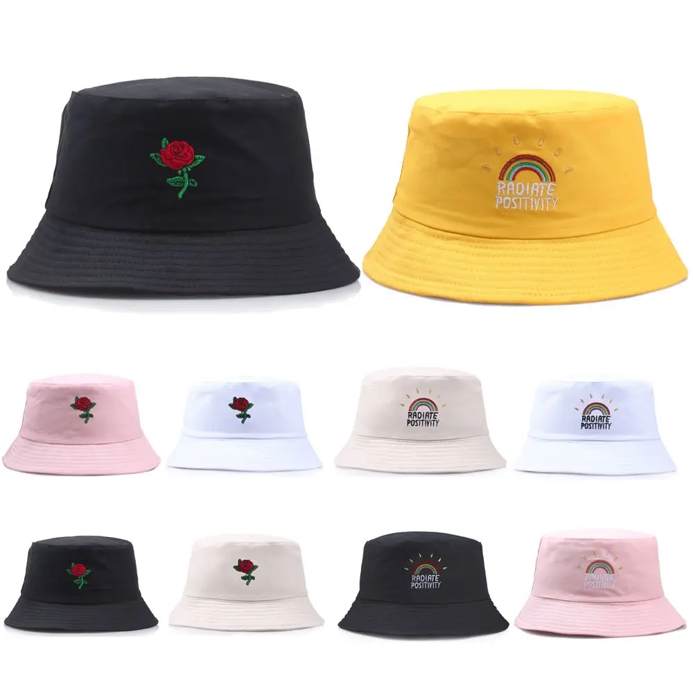 New Style Rose Flower Embroidery Fisherman Hat Female Tide Spring and Autumn Outdoor Sunscreen Sun Visor Hot-selling PotHat 
New Style Rose Flower Embroidery Fisherman Hat Female Tide Spring and Autumn Outdoor Sunscreen Sun Visor Hot-selling PotHat