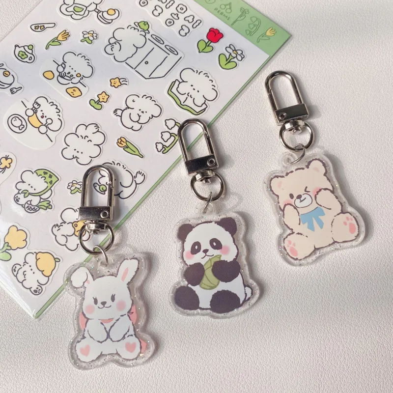 Cartoon Cute Panda Rabbit Bear Key Holder Glittering Powder Acrylic Decorative Pendant Kawaii Backpack Fashion Keychain Toy
Cartoon Cute Panda Rabbit Bear Key Holder Glittering Powder Acrylic Decorative Pendant Kawaii Backpack Fashion Keychain Toy