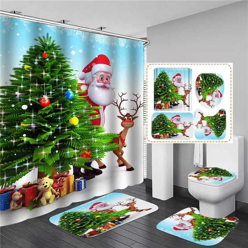 Red Santa Claus Printed Christmas Shower Curtain Set with Bath Mat Anti-slip Carpet Bathroom Partition Waterproof Home Decor
Red Santa Claus Printed Christmas Shower Curtain Set with Bath Mat Anti-slip Carpet Bathroom Partition Waterproof Home Decor