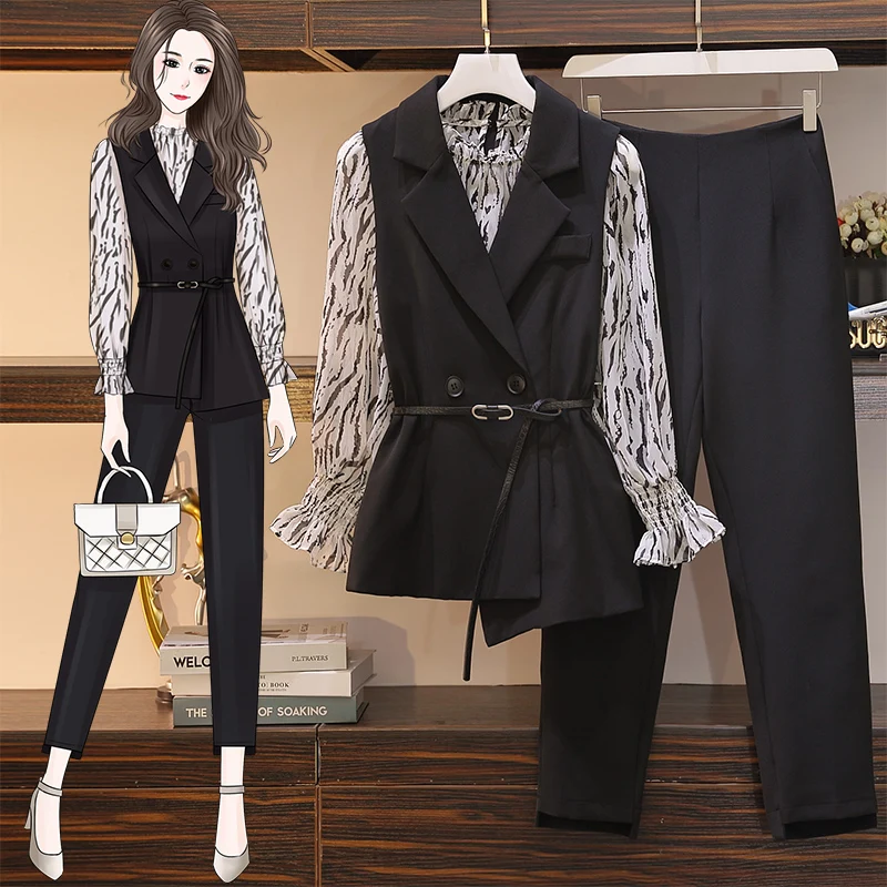 2022 Women's Three-piece Autumn Wear New Style Blouse + Suit Vest + Suit Pants Office Fashion Suit Large Size Suit
2022 Women's Three-piece Autumn Wear New Style Blouse + Suit Vest + Suit Pants Office Fashion Suit Large Size Suit