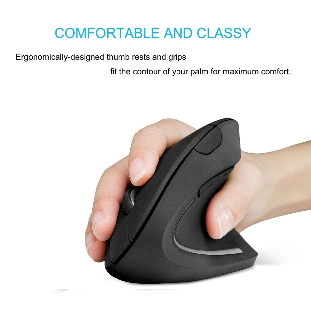 

Ergonomic Vertical Wireless Mouse Computer Colorful LED Gaming Mice 1600DPI USB Optical 5D Healthy Mause With Mouse Pad