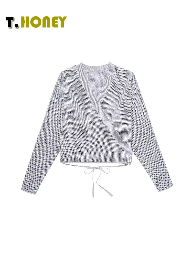 TELLHONEY Women Fashion V-Neck Hollow Out Lace Up Outfits Female Casual Long Sleeves Loose Chic Grey Knitted Tops
TELLHONEY Women Fashion V-Neck Hollow Out Lace Up Outfits Female Casual Long Sleeves Loose Chic Grey Knitted Tops