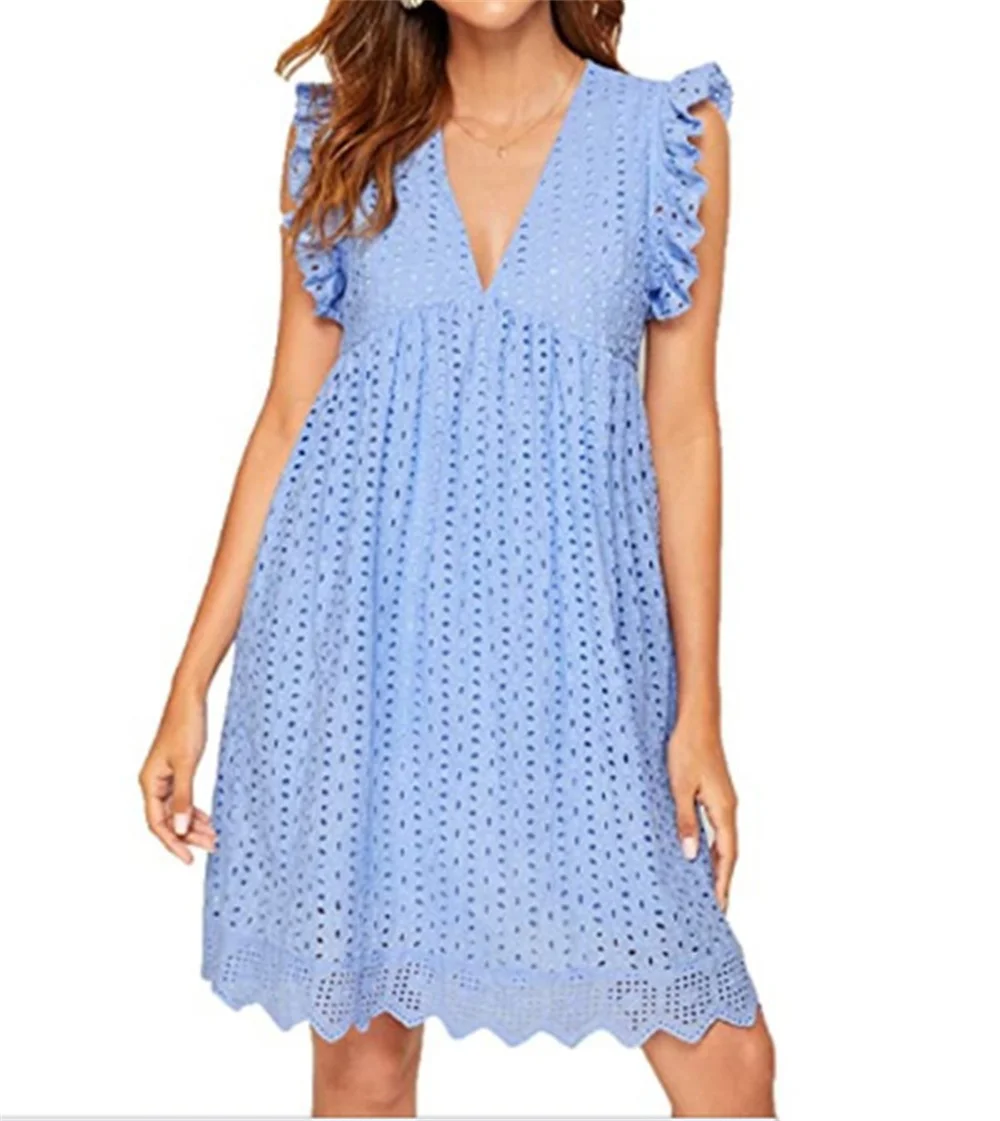 Elegant Lace Hollowed Out Ruffled Sleeveless Mini Dress Summer Boho A-Line Party Dress Women Fashion Underlay Shorts Vestidos
Elegant Lace Hollowed Out Ruffled Sleeveless Mini Dress Summer Boho A-Line Party Dress Women Fashion Underlay Shorts Vestidos