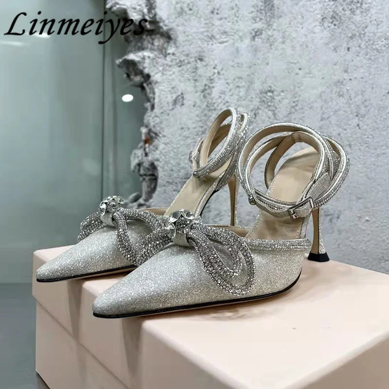 Women Pumps Sexy High Heels Butterfly-knot Sequins Bridal Dress Shoes Female Crystal Ankle Strap Bling Summer Sandals For Women
Women Pumps Sexy High Heels Butterfly-knot Sequins Bridal Dress Shoes Female Crystal Ankle Strap Bling Summer Sandals For Women