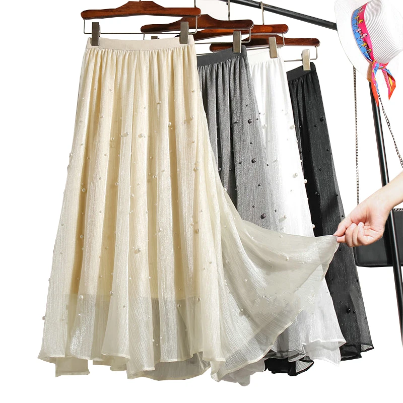 Long Tulle Midi Skirts Womens 2022 Spring Summer Elastic High Waist Mesh Tutu Pleated Skirts Female Cute Girl Pearl Long Skirt
Long Tulle Midi Skirts Womens 2022 Spring Summer Elastic High Waist Mesh Tutu Pleated Skirts Female Cute Girl Pearl Long Skirt