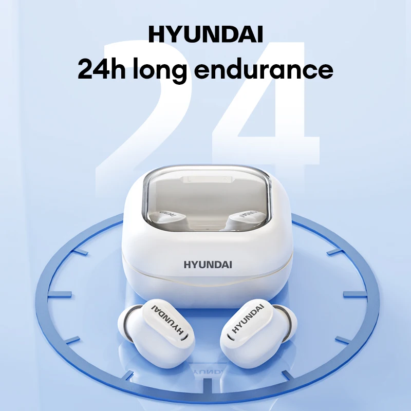 

HYUNDAI Original HY-T08 Sports Gaming Headphones 2023 New TWS 24h Long Endurance Earbuds Low Latency HiFi Music with Mic