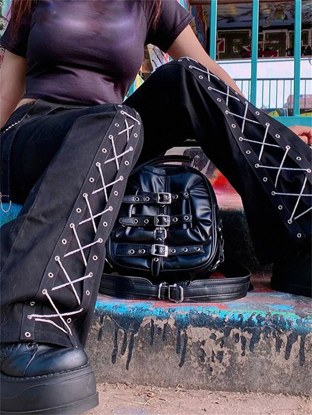 Y2k Bandage Straight Pants Egirl Emo Alt Clothes Flare Trousers Punk Dark Academia Cyber Pants Goth Mall Cross Lace Tie Up Jeans
Y2k Bandage Straight Pants Egirl Emo Alt Clothes Flare Trousers Punk Dark Academia Cyber Pants Goth Mall Cross Lace Tie Up Jeans