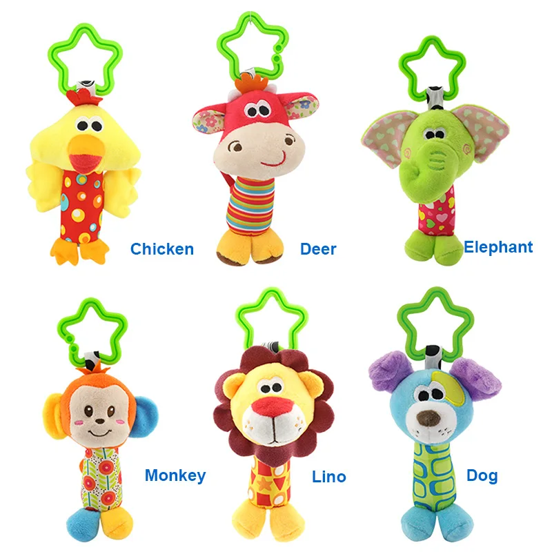 

Baby Toys Rattles Pacify Doll Plush Baby Rattles Toys Animal Hand Bells Newbron Animal elephant/monkey/lion/deer/dog