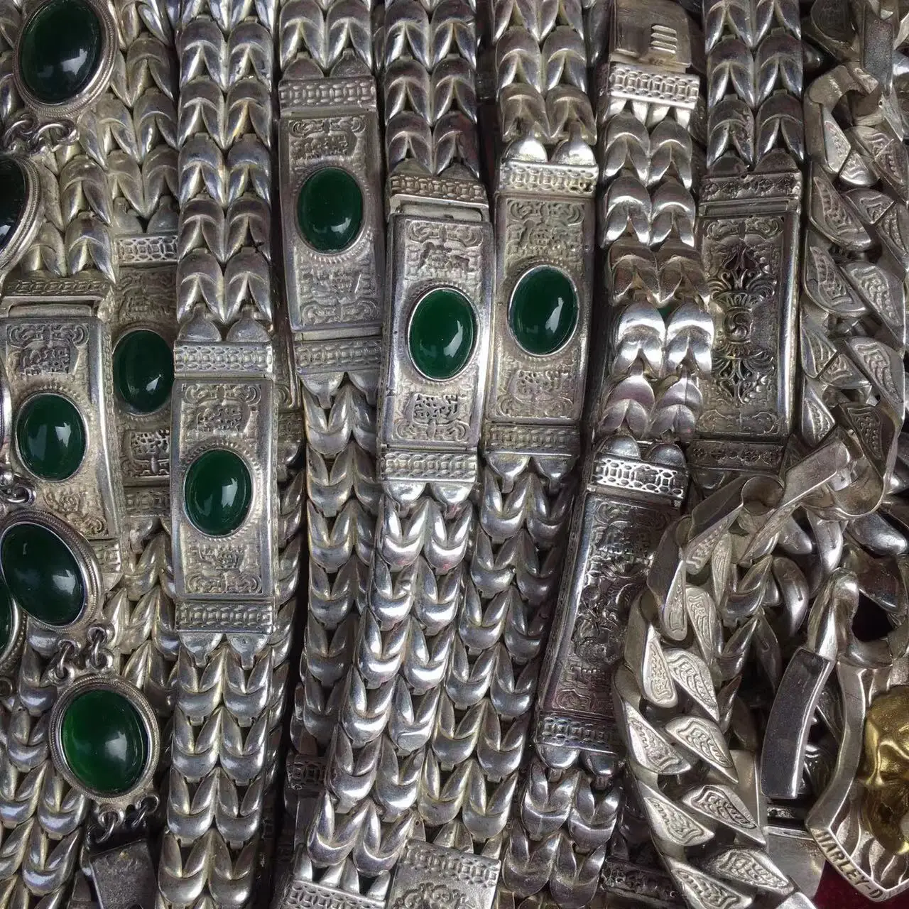

Mai Chuang/Tibetan Silver Ethnic Style Retro Doing Old Inlaid Gemstone Bracelet Bangle Men AndWomen Fine Jewelry Fashion Gift