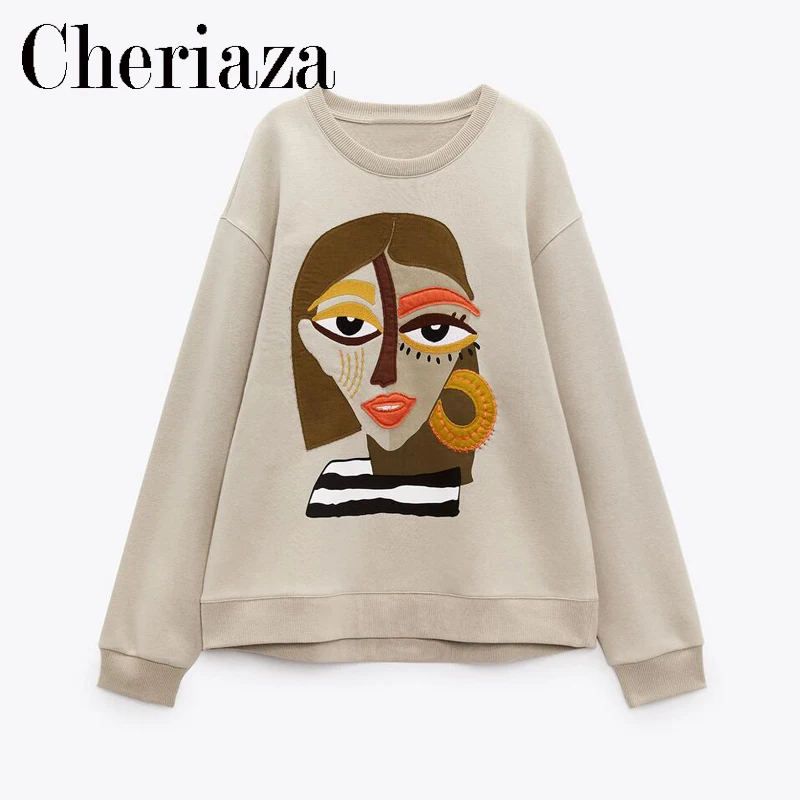 Cheriaza Autumn Winter Woman Beige Girls Print Sweatshirt Round Neck Long Sleeve Casual Vintage Pullover Hoodie Female Sudaderas
Cheriaza Autumn Winter Woman Beige Girls Print Sweatshirt Round Neck Long Sleeve Casual Vintage Pullover Hoodie Female Sudaderas