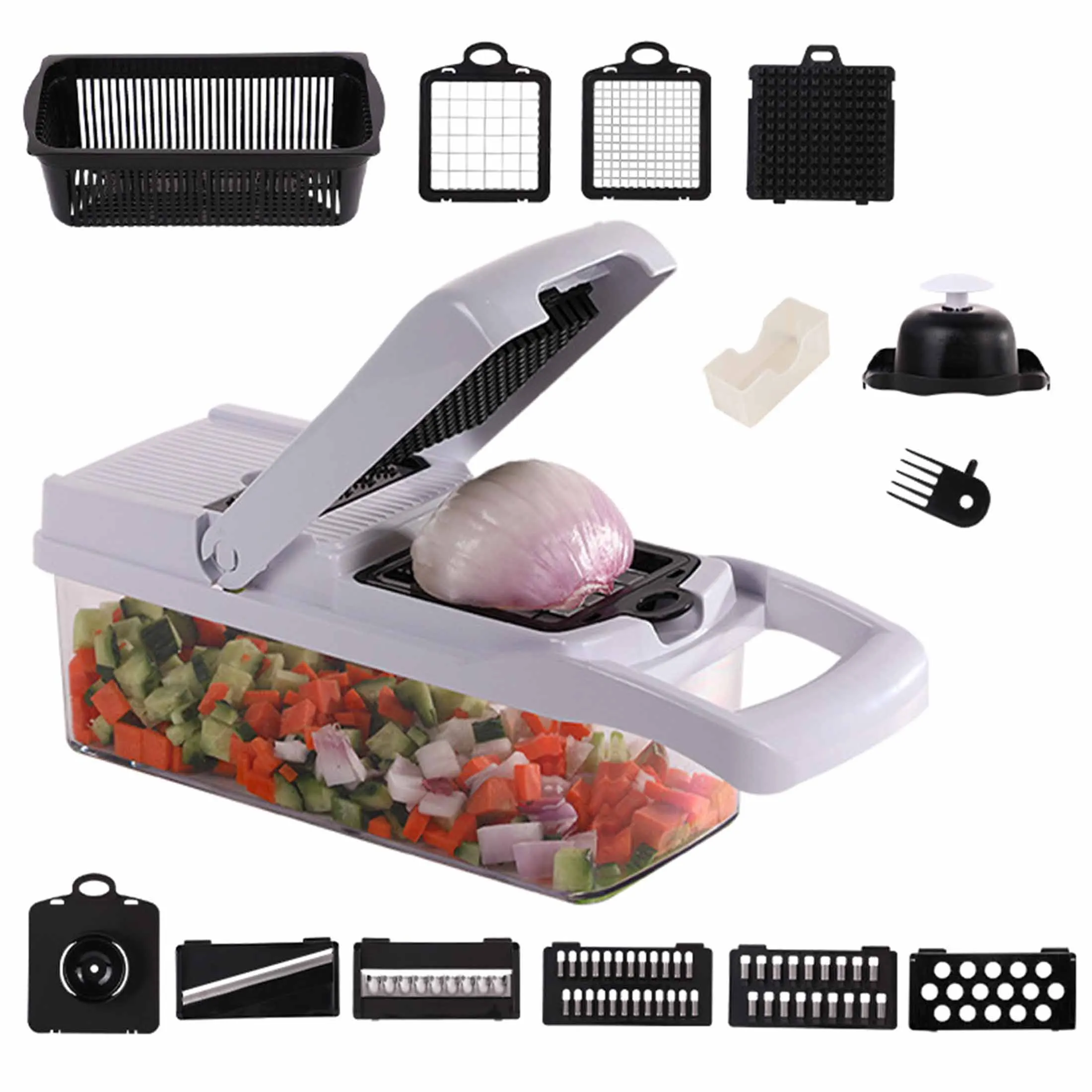 15 in 1 Vegetable Chopper Multifunctional Fruit Cutter Food Slicer Cutter for Onion Veggie Salad Potato Kitchen Accessories
15 in 1 Vegetable Chopper Multifunctional Fruit Cutter Food Slicer Cutter for Onion Veggie Salad Potato Kitchen Accessories