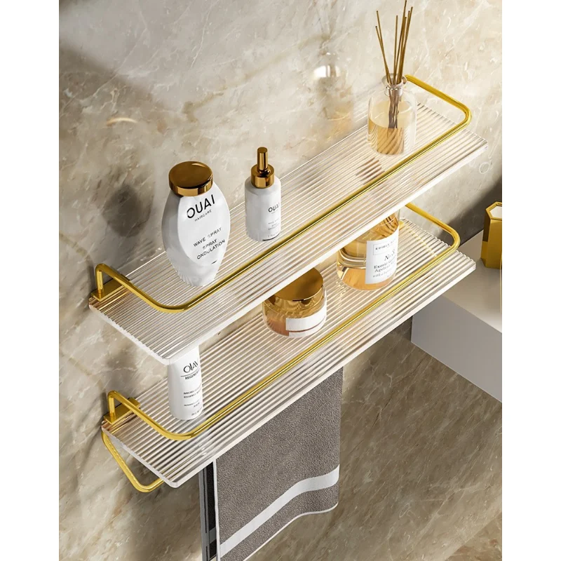 Bathroom Shelf Wall-mounted Storage Bracket with Towel Bar Acrylic Transparent Organizer Shelf Bathroom Accessories Shelf
Bathroom Shelf Wall-mounted Storage Bracket with Towel Bar Acrylic Transparent Organizer Shelf Bathroom Accessories Shelf