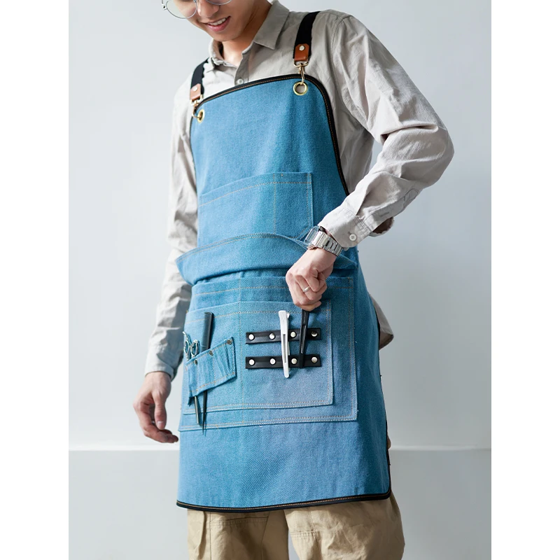 Denim apron Korean men's coffee shop gardening, flower art, camping, outdoor work clothes, women's customized logo
Denim apron Korean men's coffee shop gardening, flower art, camping, outdoor work clothes, women's customized logo