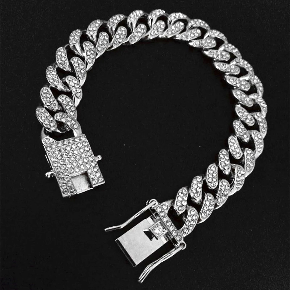 Iced Out Cuban Chain Bracelet for Men Women Gold Silver Color Bling Rhinestone Bracelet Hip Hop Jewelry Drop Shipping
Iced Out Cuban Chain Bracelet for Men Women Gold Silver Color Bling Rhinestone Bracelet Hip Hop Jewelry Drop Shipping