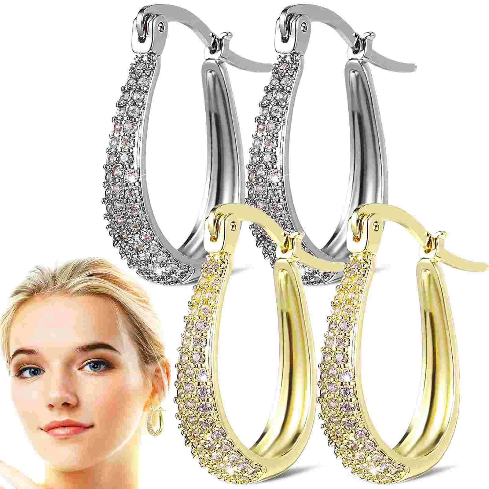 2 Pairs Hoop Earrings Women Earrings Circle Zirconia Ear Hoops Ear Accessories
2 Pairs Hoop Earrings Women Earrings Circle Zirconia Ear Hoops Ear Accessories