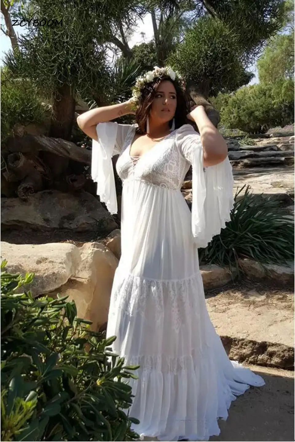 2022 Chiffon Bohemia Lace Beach Wedding Dresses V-Neck Long Sleeves Elegent Bridal Gowns A-Line Floor Length Vestido De Noiva
2022 Chiffon Bohemia Lace Beach Wedding Dresses V-Neck Long Sleeves Elegent Bridal Gowns A-Line Floor Length Vestido De Noiva