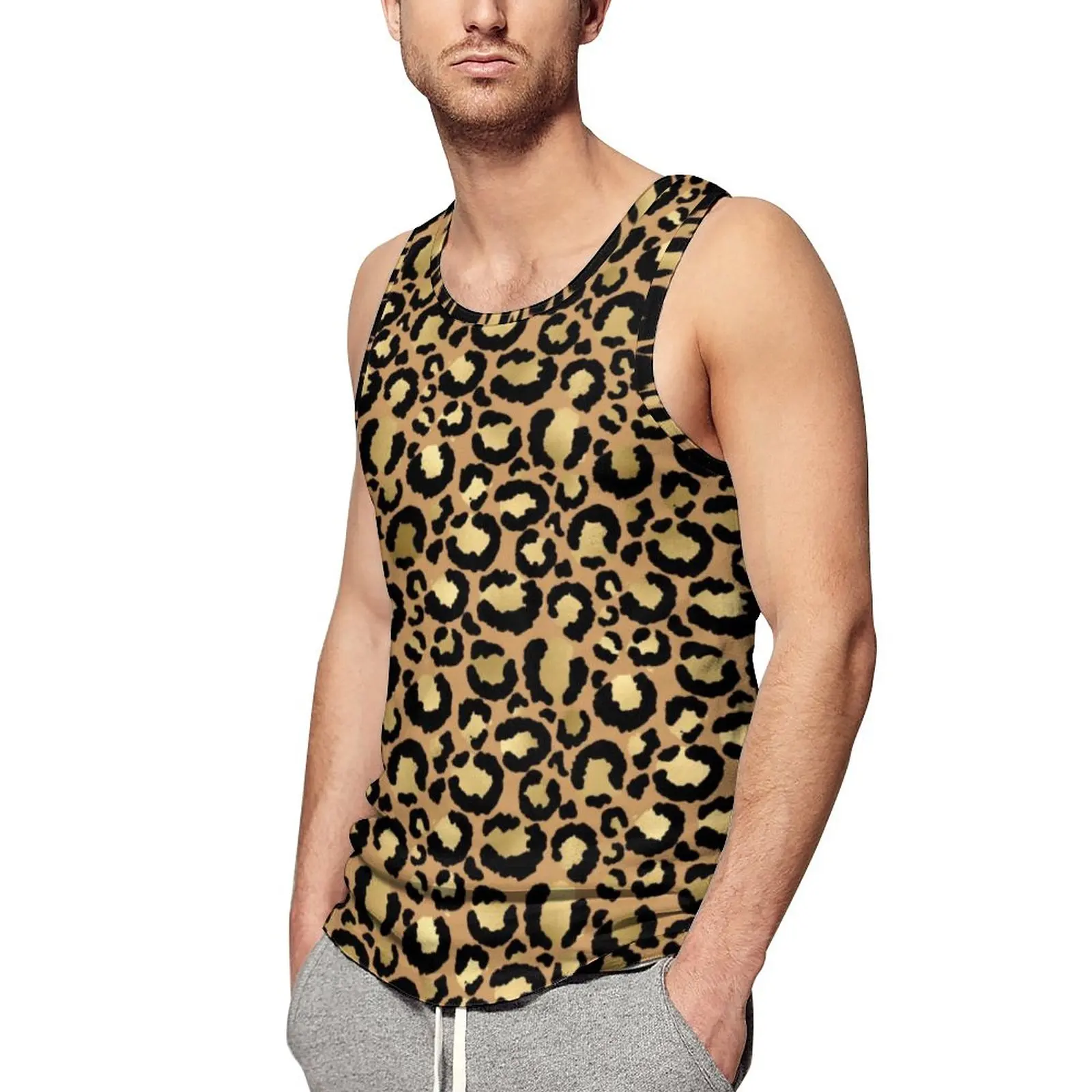 Gold And Black Leopard Tank Top Mens Animal Print Tops Beach Printed Workout Trendy Oversize Sleeveless Vests
Gold And Black Leopard Tank Top Mens Animal Print Tops Beach Printed Workout Trendy Oversize Sleeveless Vests