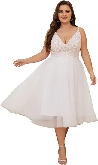 Women Plus Size Floral Lace & Flowy Tulle Tea Length Cocktail Party Dress Short Evening Dresses
Women Plus Size Floral Lace & Flowy Tulle Tea Length Cocktail Party Dress Short Evening Dresses