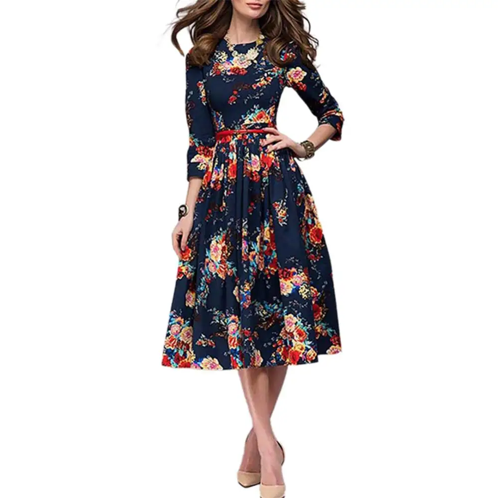 Party Dress O Neck Long Sleeve Dress Women Elegant Vintage Floral Print Flared Midi Party Dress
Party Dress O Neck Long Sleeve Dress Women Elegant Vintage Floral Print Flared Midi Party Dress