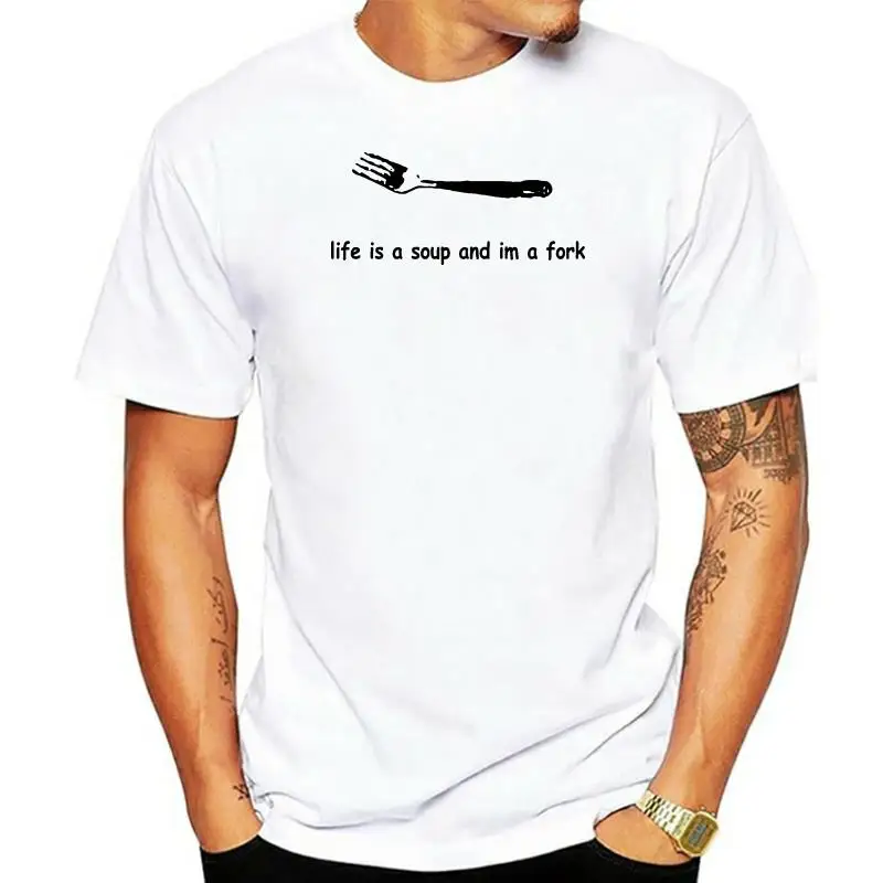 

Мужская летняя футболка с коротким рукавом Life Is A суп и я вилка 2022