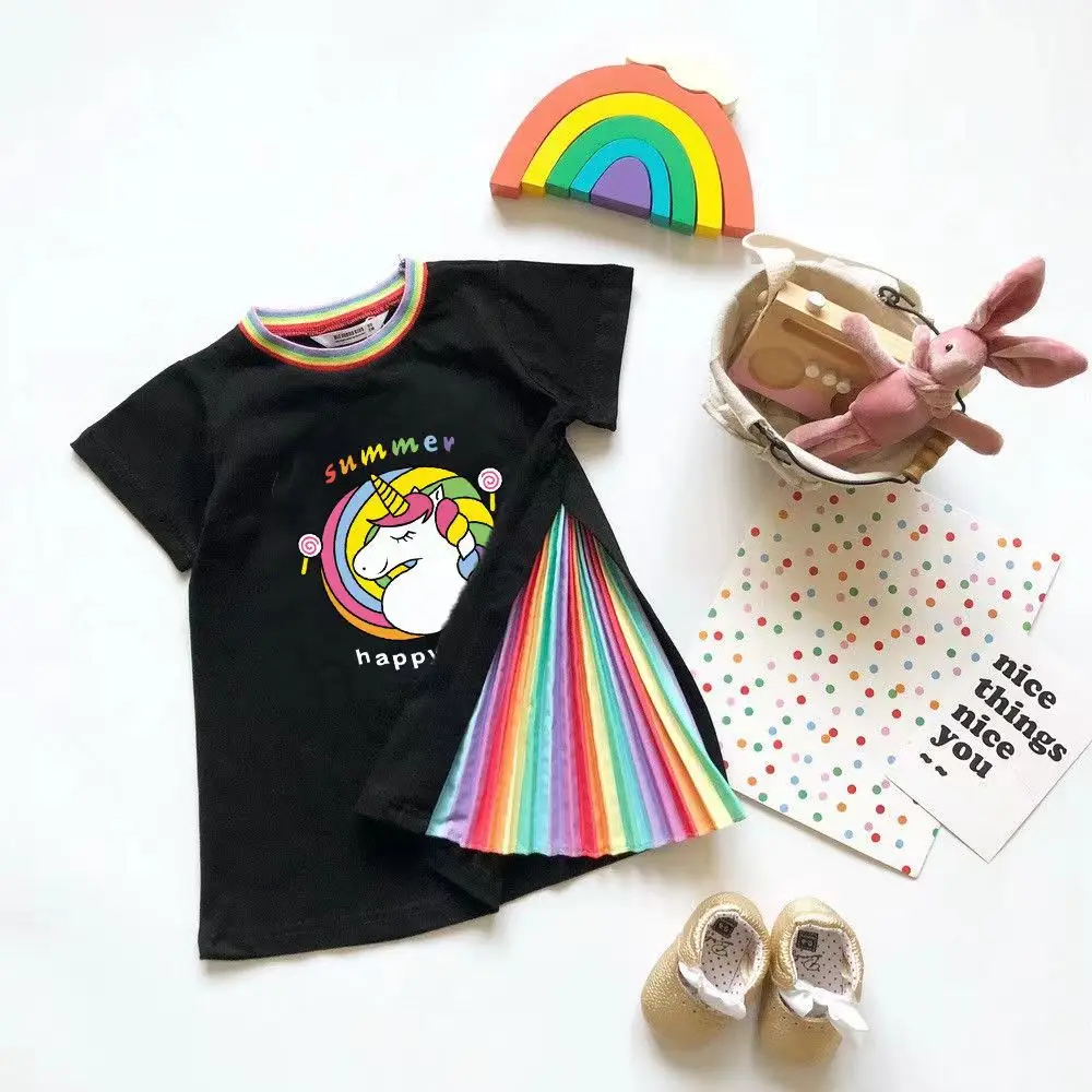 2022 New Unicorn Girl Clothing Cartoon Dress Cute Rainbow T-Shirt Princess Dress Summer Kids Short Sleeves
2022 New Unicorn Girl Clothing Cartoon Dress Cute Rainbow T-Shirt Princess Dress Summer Kids Short Sleeves