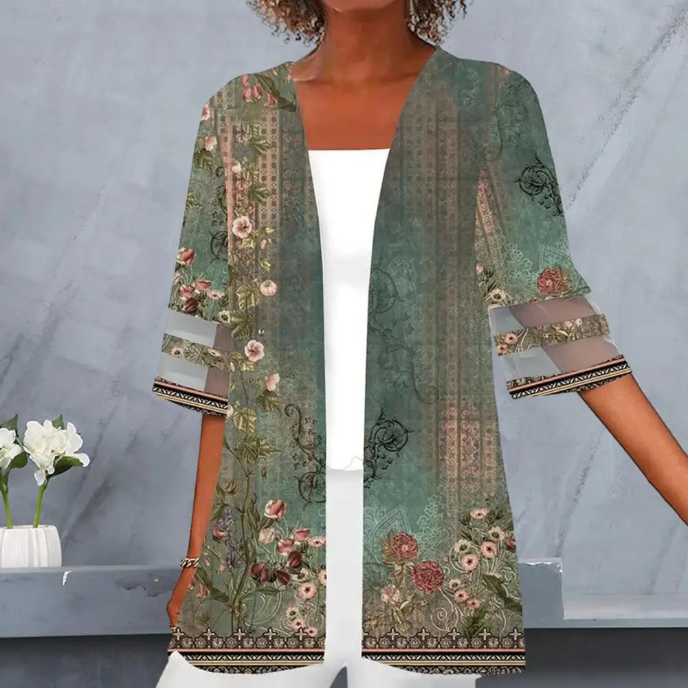 Women Coat Flower Print Half Sleeves Cardigan Vintage Loose Open Stitch Cardigan Mesh Patchwork Mid Length Casual Jacket
Women Coat Flower Print Half Sleeves Cardigan Vintage Loose Open Stitch Cardigan Mesh Patchwork Mid Length Casual Jacket