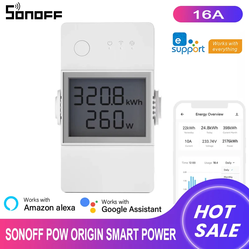 Оригинальный телефон SONOFF POW, 16 А, Wi-Fi, переключатель для умного дома, ЖК-экран, работает с приложением Alexa Google Home eWeLink 2022
Оригинальный телефон SONOFF POW, 16 А, Wi-Fi, переключатель для умного дома, ЖК-экран, работает с приложением Alexa Google Home eWeLink 2022