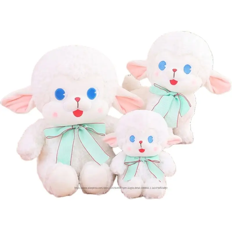 

20-40cm Kawaii White Sheep Plush Toy Cute Stuffed Animal Doll Toys Sweet Baby Accompany Lamb With Bow Pillow Birthday Gift Kids