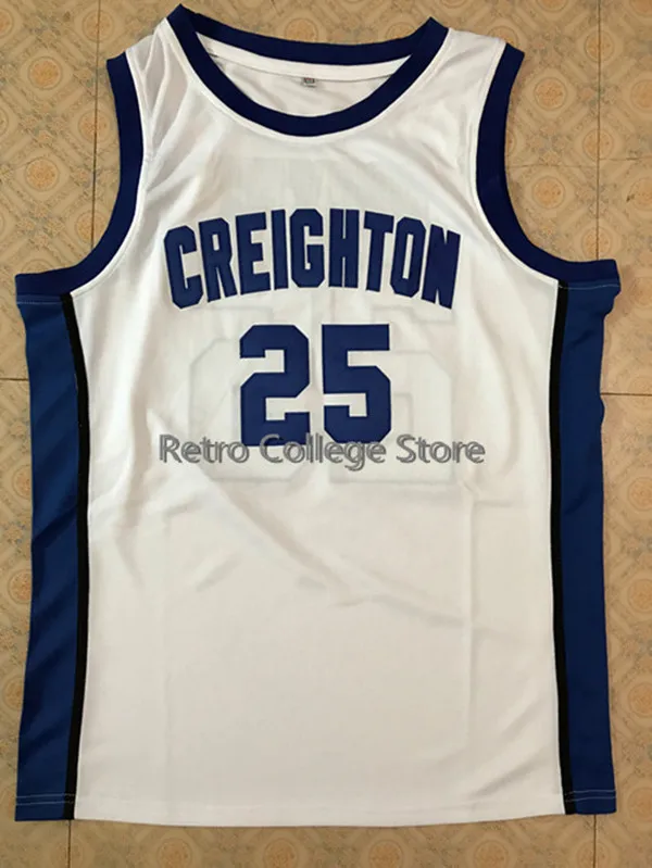 

#25 белый баскетбольный Джерси Кайл корвера Крейтон, вышитая вышивка по индивидуальному заказу с любым именем и номером