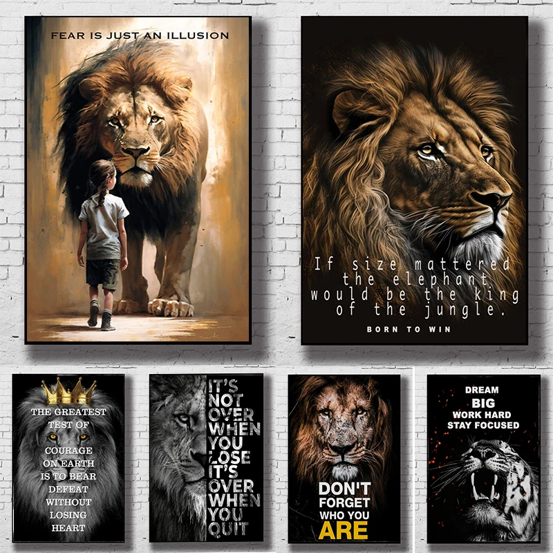 Lion Art Motivational Quote Animal Wall Art Canvas Painting Modern Inspirational Posters and Prints For Office Room Home Decor
Lion Art Motivational Quote Animal Wall Art Canvas Painting Modern Inspirational Posters and Prints For Office Room Home Decor