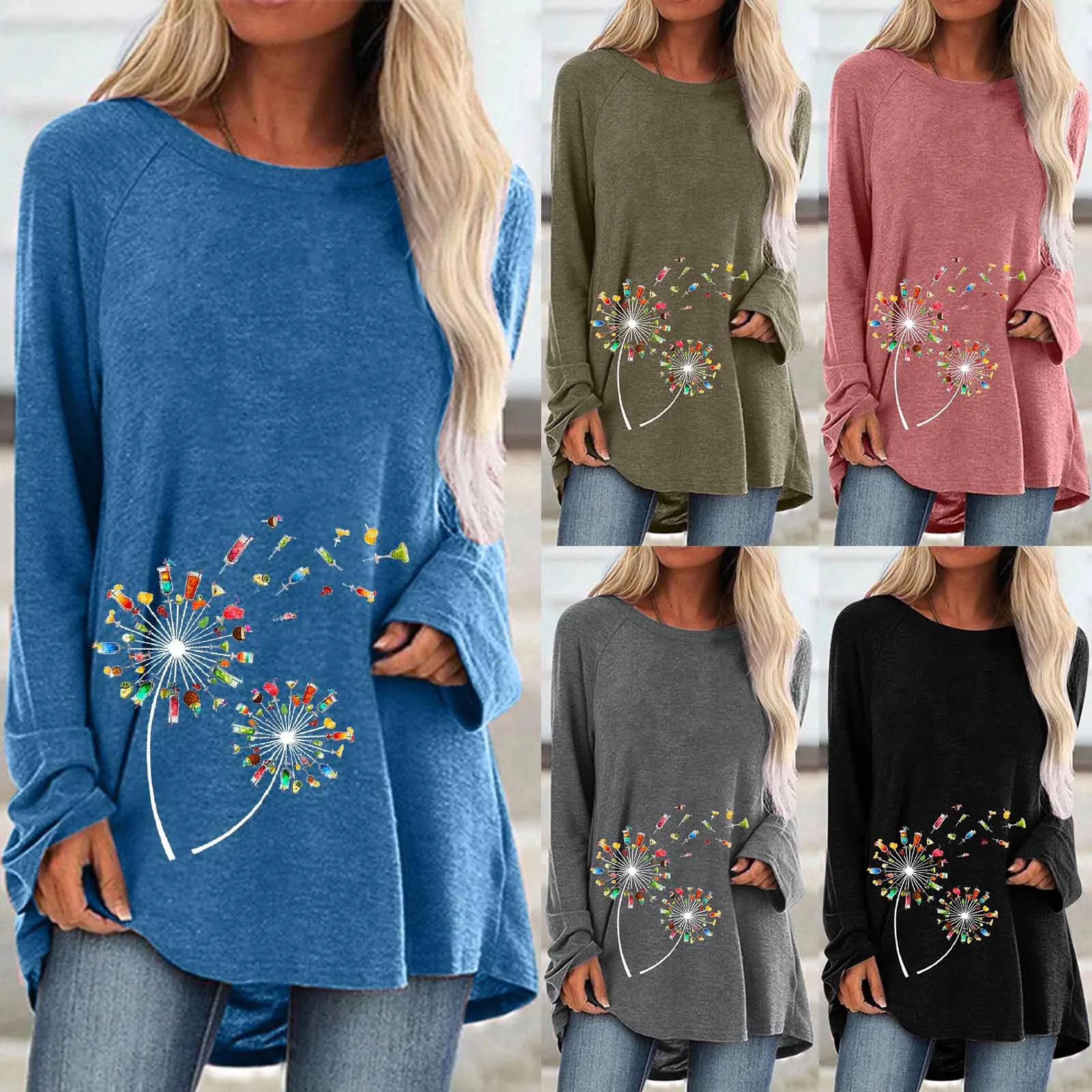 Womens Casual Crew Neck Raglan Dandelion Printing Long Sleeve Tshirts Blouse Top Blouses Medium Short Turtleneck Shirt 
Womens Casual Crew Neck Raglan Dandelion Printing Long Sleeve Tshirts Blouse Top Blouses Medium Short Turtleneck Shirt
