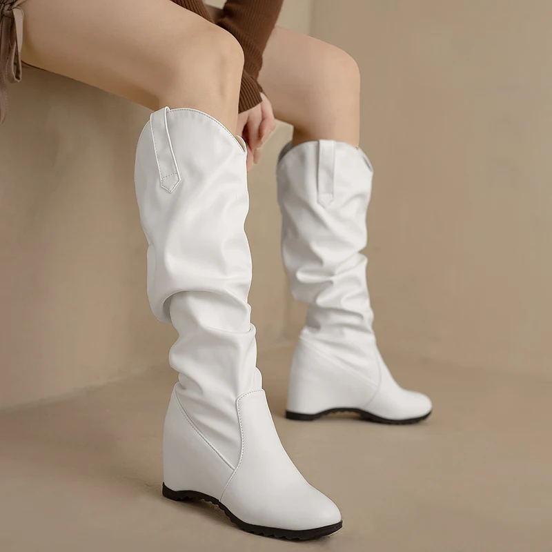 Women's Shoes Spring Knee-high Boots Women Pleated Low-heeled Casual Leather Women Fashion Boots Botas Mujer Platform Boots
Women's Shoes Spring Knee-high Boots Women Pleated Low-heeled Casual Leather Women Fashion Boots Botas Mujer Platform Boots